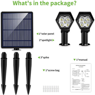 80CRI 3600mAh Solar Spot Lights , 300lm IP65 Solar Garden Lights 6 Modes